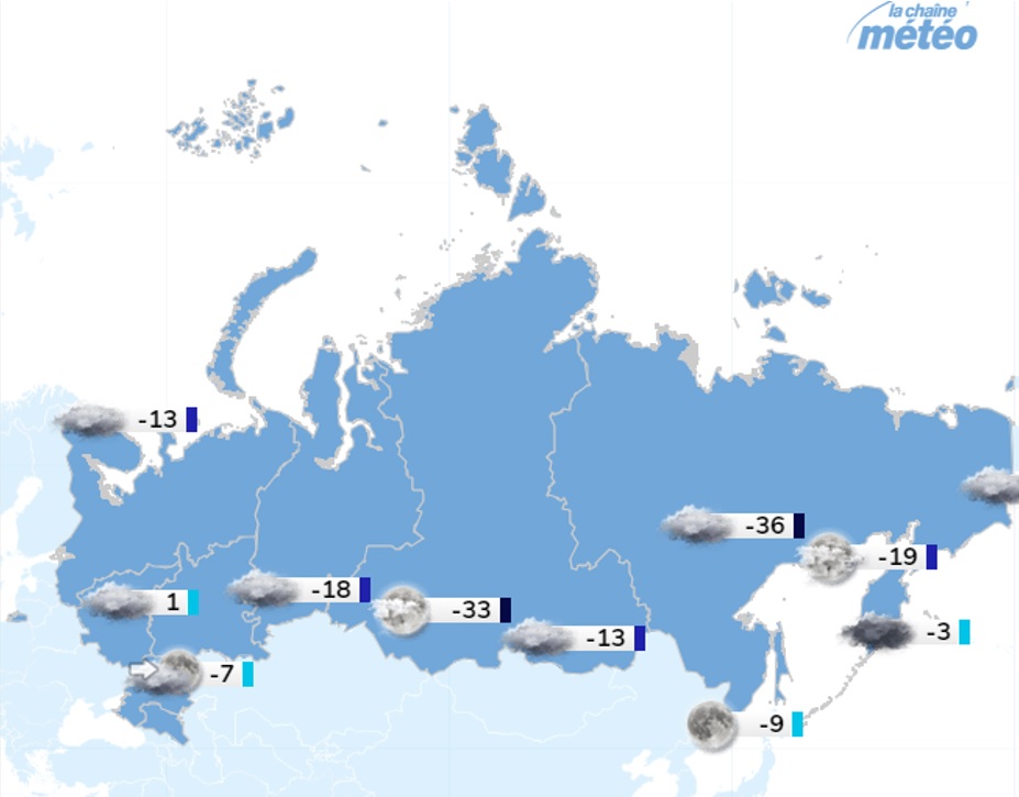 carte de Russie montrant des chutes de température